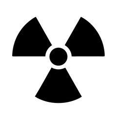 Radioactive hazard symbol in simple black and white illustration with high contrast