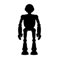 Silhouette of futuristic humanoid robot figure, technology, design, and artificial intelligence