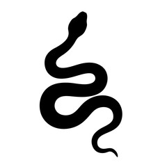 Striking Silhouette of a Coiled Serpent Depicted on a Pure White Canvas