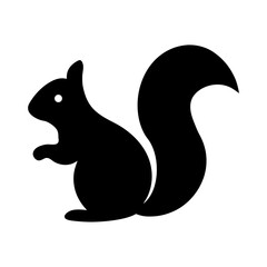 Black Squirrel Silhouette with Bushy Tail Standing on Hind Legs Design