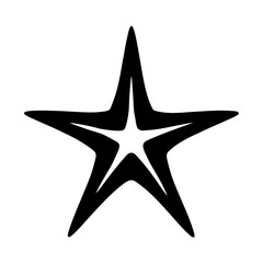 Abstract black and white star drawing with an outlined five point design