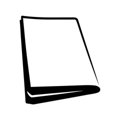 Simple black and white illustration of a blank book with open pages