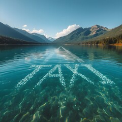 Traces of water currents form the word &ldquo;taxi&rdquo; inside a lake.