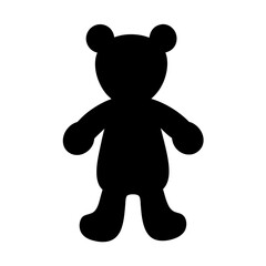 Silhouette of a Teddy Bear Standing Upright on a White Background