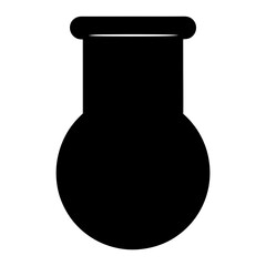 Simplified black and white illustration of a science flask or container