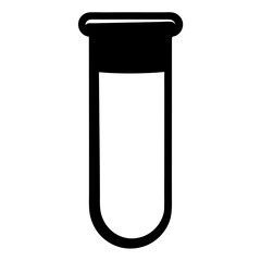 Test tube silhouette icon for science and lab use, Black silhouette icon of a test tube partially filled with liquid, representing chemistry, laboratory experiments, and scientific research.
