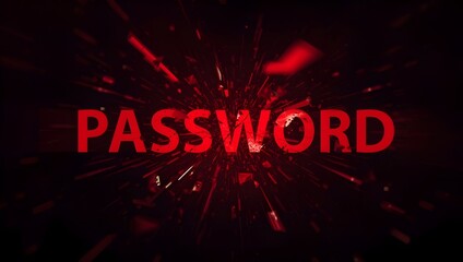 Red Password script, black background