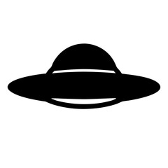 Black Silhouette of a Flying Saucer with a Domed Top and Sleek Design