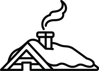 Winter snow house chimney smoke roof cold weather holiday season christmas home icon