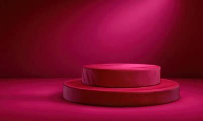Platform in vibrant red lighting for display or performance