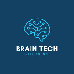 Dynamic brain circuit logo symbolizes futuristic artificial intelligence and digital innovation for technology companies