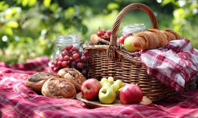 Enjoying a delightful picnic with fresh fruits and baked goods