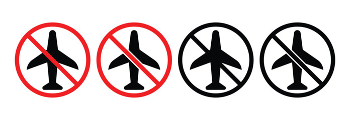 No Fly Zone Sign – Aviation Ban and Drone Restriction Vector Icon.