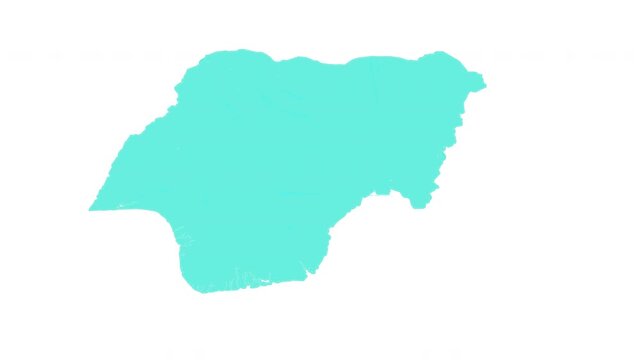 Nigeria map outline animation with alpha channel with connectivity, Technology