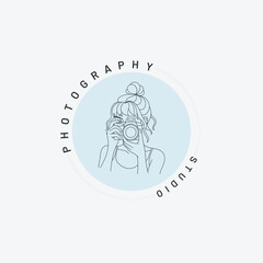 Charming line art logo design showcasing a photographer in a circle perfect for branding a modern photography studio or creative business