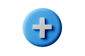 Obraz premium Blue circle with white plus symbol isolated on a transparent background