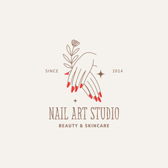 Elegant nail art studio logo design for beauty and skincare businesses creates a modern, inviting aesthetic for your brand and marketing needs