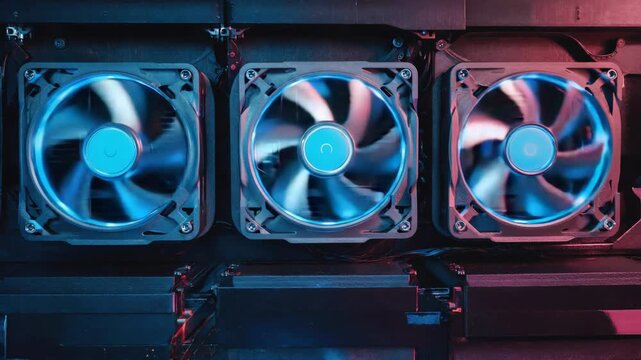 High-tech cooling fan inside a computer case