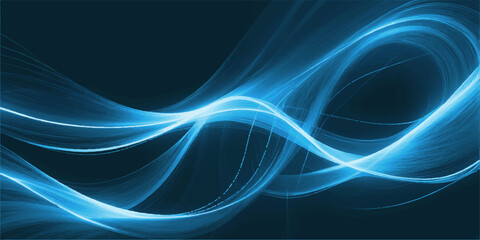Abstract blue wave design with flowing fractal lines and digital light effect