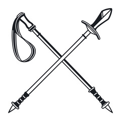 Crossed ski poles for winter sports theme