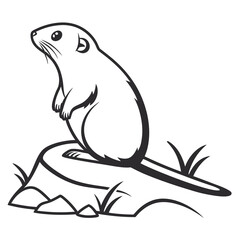 Cute groundhog standing on a mound illustration