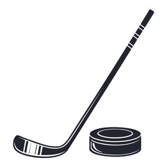 Hockey stick and puck for ice hockey game