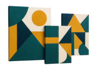 Abstract geometric painting set, perfect for modernizing your living room decor.