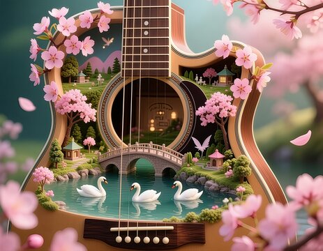 guitar and flowers