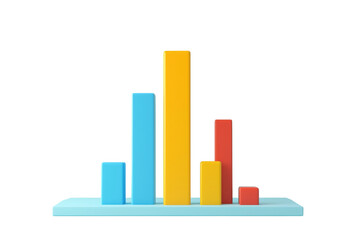 Fototapeta premium Colorful bar chart growth analysis isolated on a transparent background