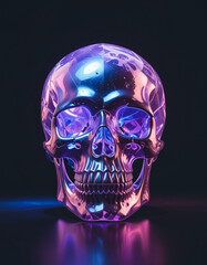 human skull on black background
