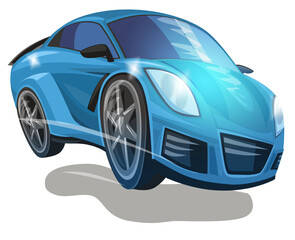 Cartoon street racing car vehicle on white background illustration for children