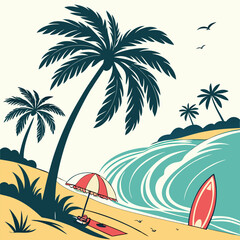 Tropical beach with palm trees