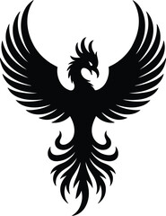 Fototapeta premium Majestic phoenix in flight with wings spread silhouette banner
