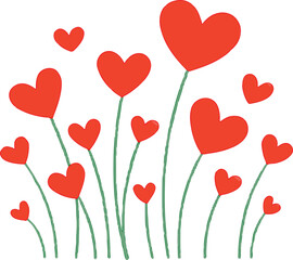 Naklejka premium Red Heart Flower Stems