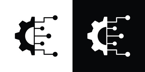 Technology icon. Black and white simple flat design icon