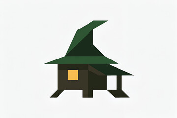 Fantasy House with Witch Hat Roof – Stylized Halloween Architecture Illustration