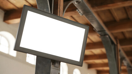 Modern blank display screen ready for your message in stylish industrial setting announcements