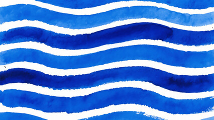 Blue watercolor waves with white lines creating a textured abstract background design pattern
