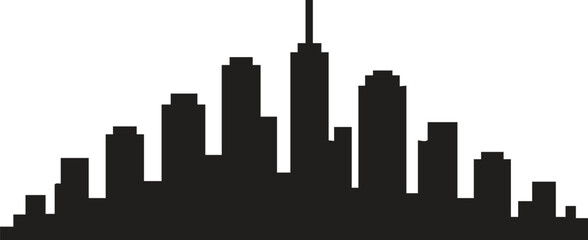 Fototapeta premium Cityscape silhouette, skyline vector illustration, urban landscape, buildings and towers, modern city horizon, isolated black shape, architecture, metropolitan scene