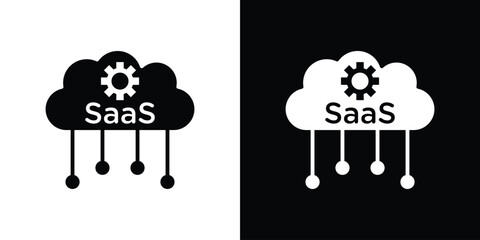 SaaS icon. Black and white simple flat design icon