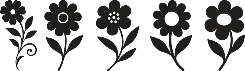 Botanical flower silhouettes