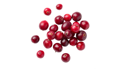 Fresh cranberries scattered isolated on transparent background