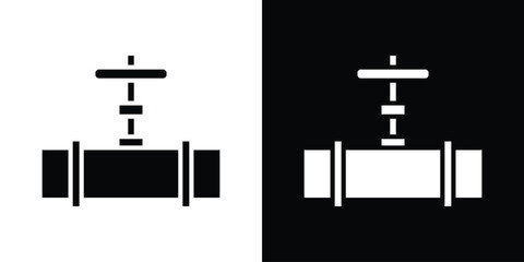 Pipe valve icon. Black and white simple flat design icon