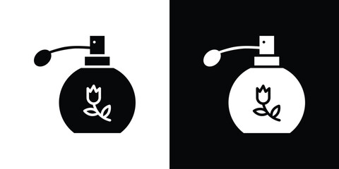 Perfume bottle icon. Black and white simple flat design icon