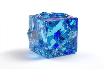 Fototapeta premium Captivating Blue Ice Cube Texture Illustration Modern Stylish Transparent on transparent background