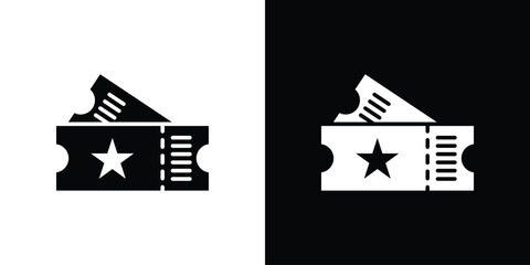 Movie ticket icon. Black and white simple flat design icon