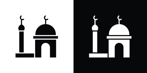 Mosque icon. Black and white simple flat design icon
