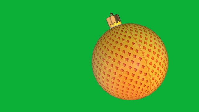 3D Christmas ball rotate with orange pattern and golden cap
