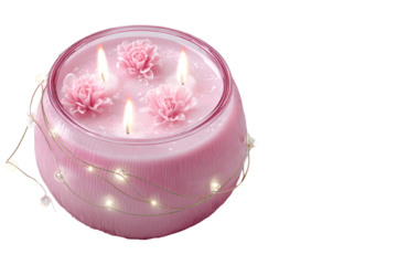 pink candle in a glass jar isolated