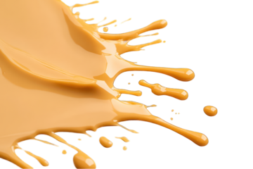 Liquid splash with transparent background caramel color abstract design